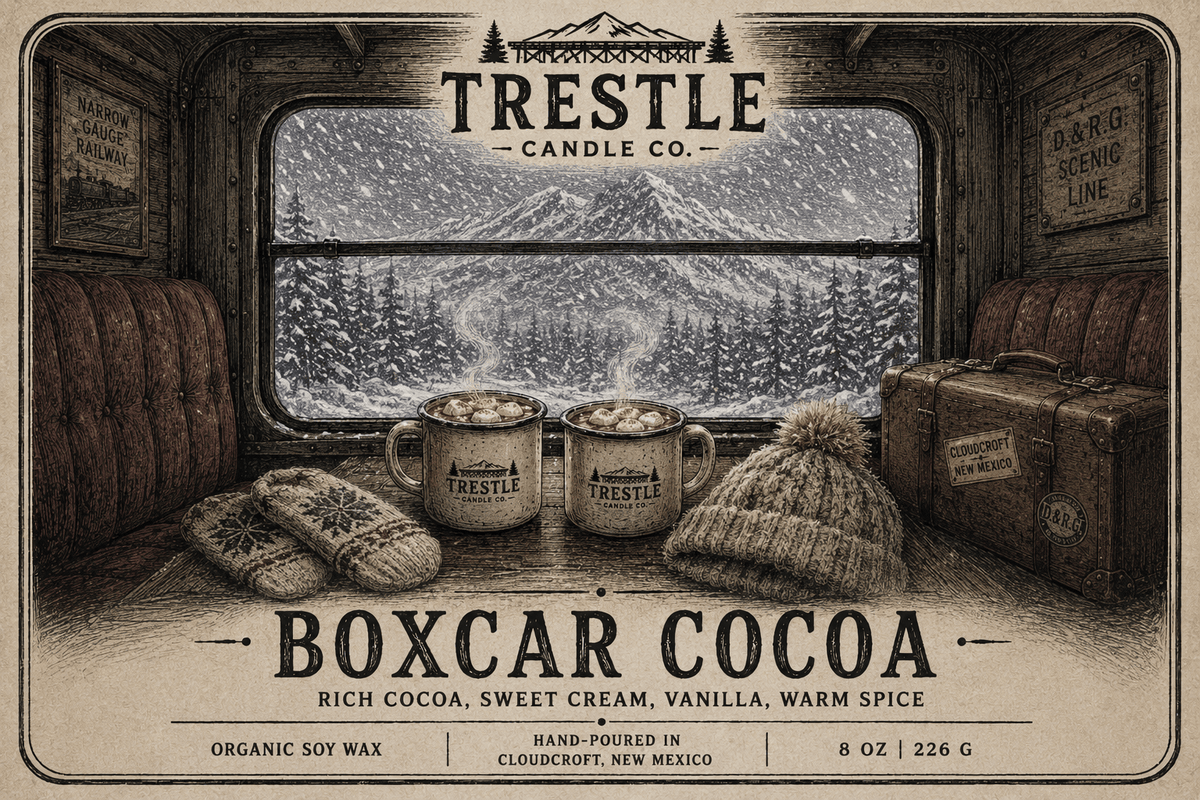 Box Car Cocoa Candle - TRESTLE CANDLE CO