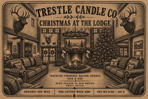Christmas at the Lodge Candle - TRESTLE CANDLE CO