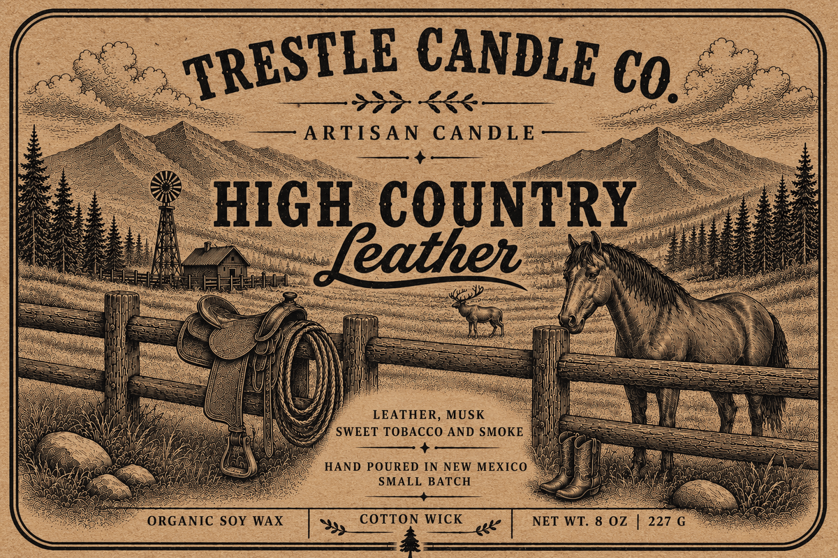 High Country Leather Candle - TRESTLE CANDLE CO