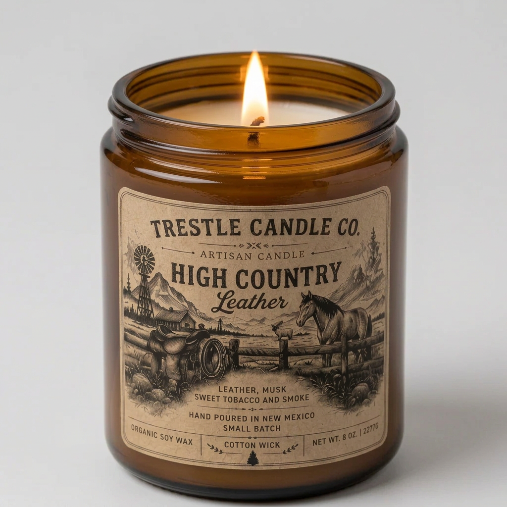 High Country Leather Candle - TRESTLE CANDLE CO