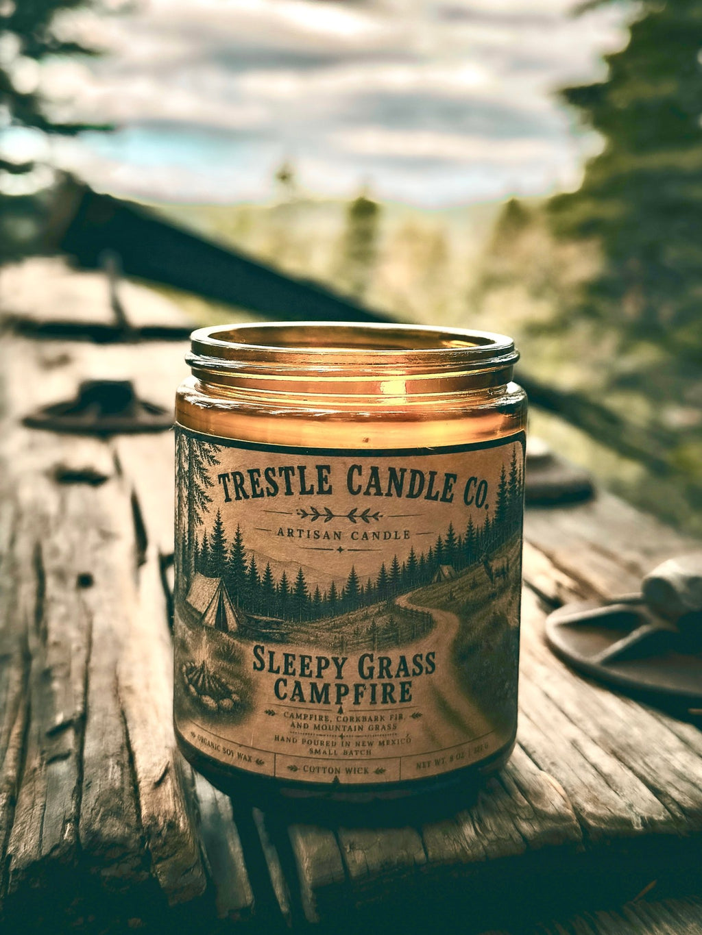 Sleepy Grass Campfire Candle - TRESTLE CANDLE CO