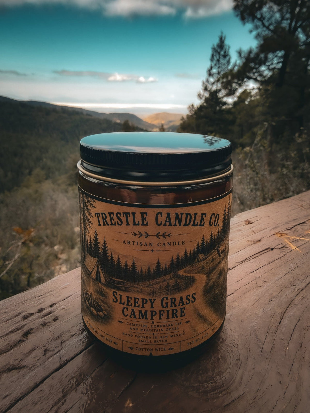 Sleepy Grass Campfire Candle - TRESTLE CANDLE CO