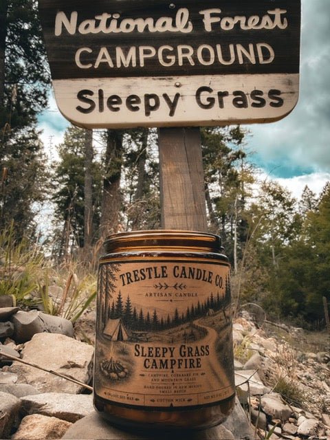 Sleepy Grass Campfire Candle - TRESTLE CANDLE CO