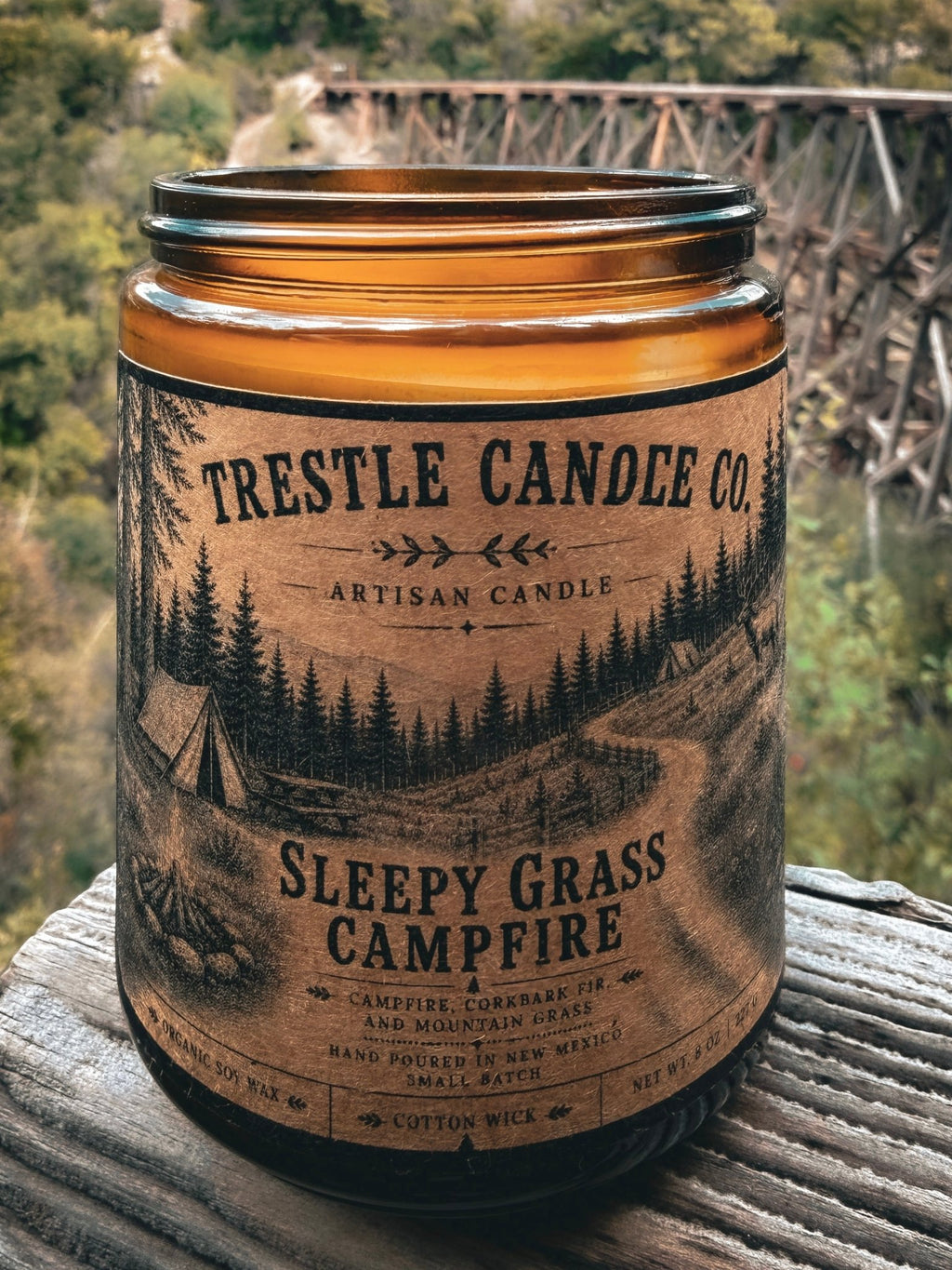 Sleepy Grass Campfire Candle - TRESTLE CANDLE CO